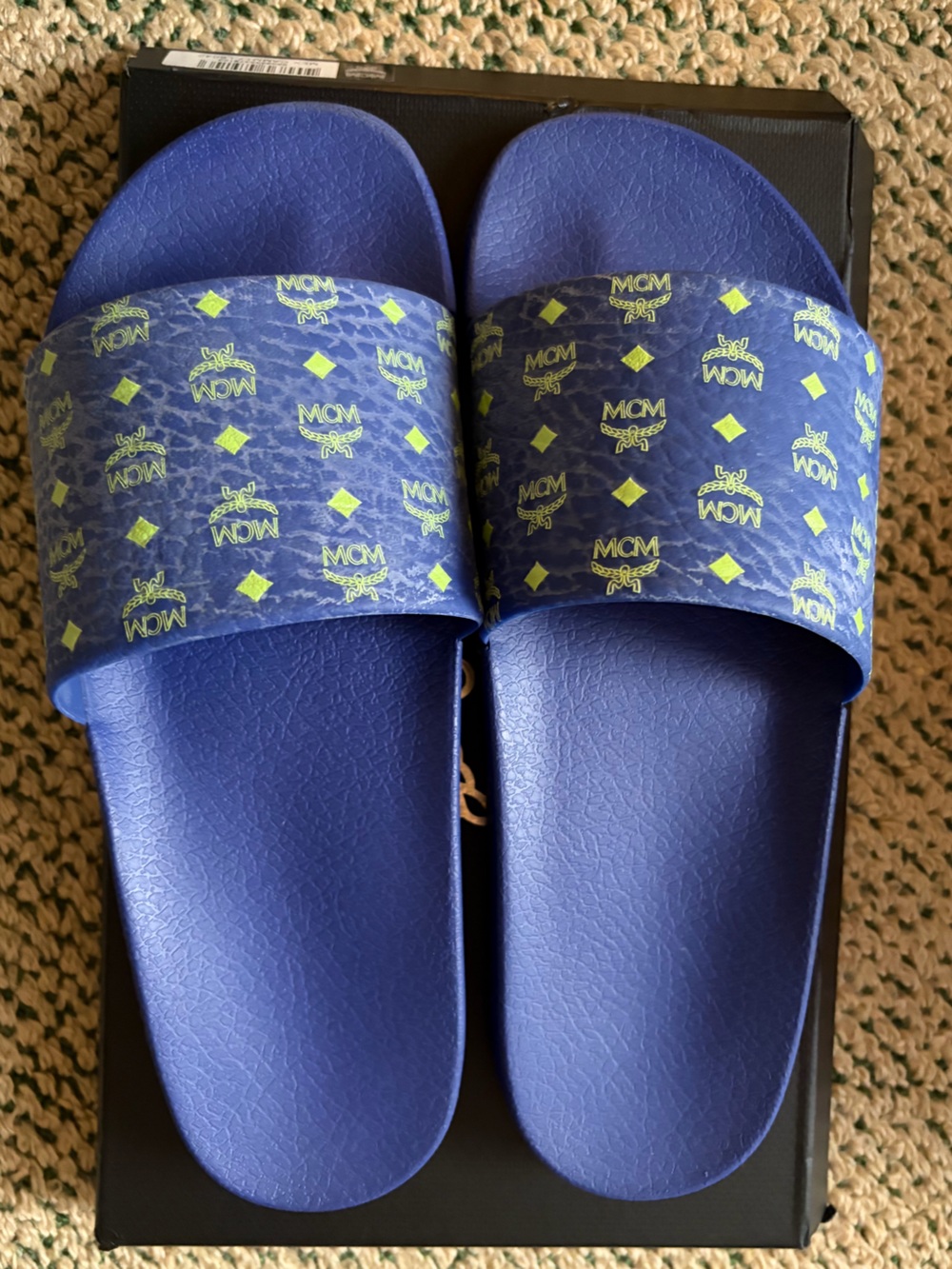 MCM Monogram Print Slides EUC